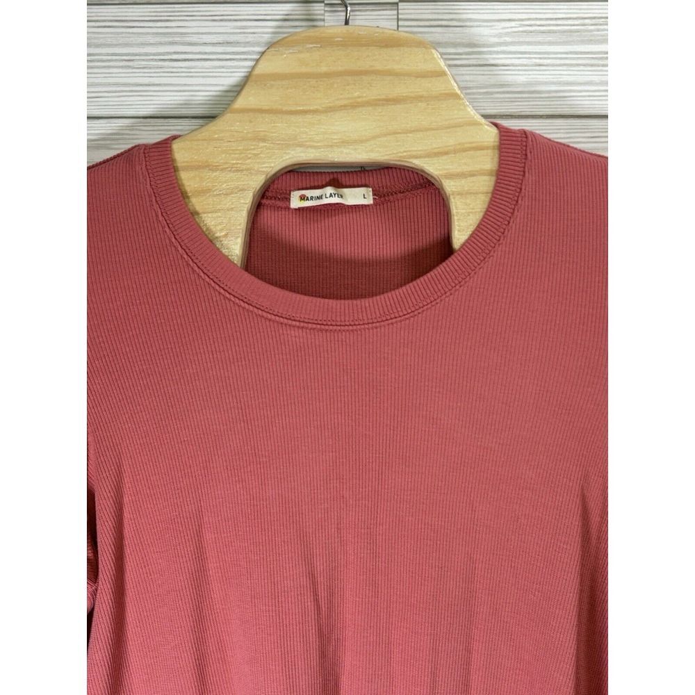 Marine Layer Sz Lg Women's Rust Lexi Ribbed Long Sleeve‎ Puffed Top Mid Weight